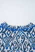 Abstract Print Scalloped Trim V Neck Long Sleeve Blouse