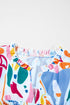 Abstract Print Shirred Cuff Puff Sleeve Blouse
