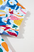 Abstract Print Shirred Cuff Puff Sleeve Blouse
