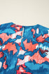 Abstract Print Shirred Ruffled Tiered Short Sleeve Mini Dress