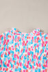 Abstract Print Shirred Yoke Ruffle Sleeve Relaxed Blouse