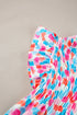 Abstract Print Shirred Yoke Ruffle Sleeve Relaxed Blouse