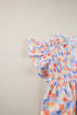 Abstract Print Shirred Yoke Ruffle Sleeve Relaxed Blouse