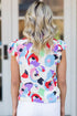 Abstract Print Smocked Bodice Ruffle Sleeve Blouse