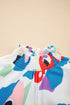 Abstract Print Smocked Bodice Ruffle Sleeve Blouse