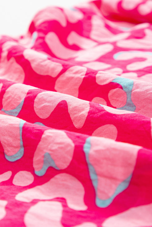 Abstract Print Smocked Ruffle Strap Tiered Maxi Dress