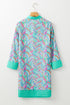 Abstract Print Split Neck Bracelet Sleeve Shift Mini Dress