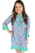 Abstract Print Split Neck Bracelet Sleeve Shift Mini Dress