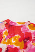 Abstract Print Split Neck Ruffle Sleeve Viscose Blend Blouse