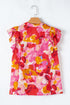 Abstract Print Split Neck Ruffle Sleeve Viscose Blend Blouse