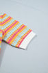 Abstract Print Striped Knit Short Sleeve Sweater
