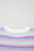 Abstract Print Striped Knit Short Sleeve Sweater