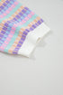 Abstract Print Striped Knit Short Sleeve Sweater