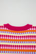 Abstract Print Striped Knit Short Sleeve Sweater
