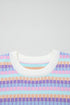 Abstract Print Striped Knit Short Sleeve Sweater