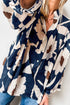 Abstract Print Tiered Ruffle Cuff Button Up Blouse