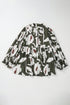 Abstract Print Tiered Ruffle Cuff Button Up Blouse
