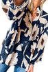Abstract Print Tiered Ruffle Cuff Button Up Blouse