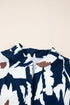 Abstract Print Tiered Ruffle Cuff Button Up Blouse