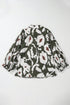 Abstract Print Tiered Ruffle Cuff Button Up Blouse