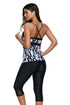 Abstract Print V Neck Empire Waist Tankini Top