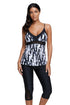 Abstract Print V Neck Empire Waist Tankini Top