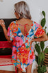 Abstract Print V Neck Flutter Sleeve Woven Blouse