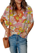 Abstract Print V Neck Half Sleeve Blouse
