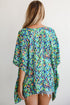 Abstract Print V Neck Half Sleeve Loose Fit Tunic Blouse