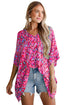 Abstract Print V Neck Half Sleeve Loose Fit Tunic Blouse