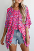 Abstract Print V Neck Half Sleeve Loose Fit Tunic Blouse