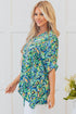 Abstract Print V Neck Half Sleeve Loose Fit Tunic Blouse