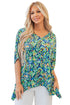 Abstract Print V Neck Half Sleeve Loose Fit Tunic Blouse