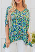 Abstract Print V Neck Half Sleeve Loose Fit Tunic Blouse