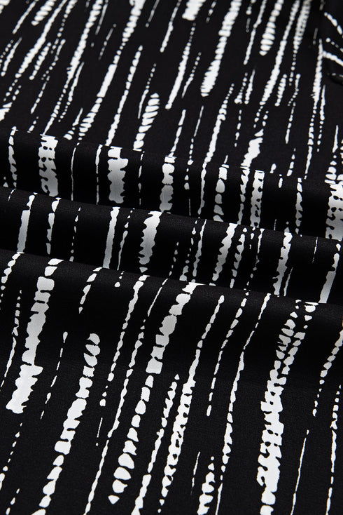 Abstract Print V Neck Long Sleeve Modern Blouse