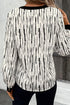 Abstract Print V Neck Long Sleeve Modern Blouse