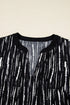 Abstract Print V Neck Long Sleeve Modern Blouse