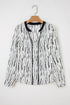 Abstract Print V Neck Long Sleeve Modern Blouse