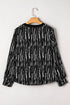 Abstract Print V Neck Long Sleeve Modern Blouse
