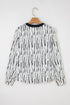 Abstract Print V Neck Long Sleeve Modern Blouse