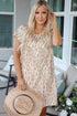 Abstract Print V Neck Short Sleeve Shift T Shirt Dress