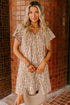 Abstract Print V Neck Short Sleeve Shift T Shirt Dress