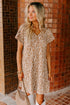 Abstract Print V Neck Short Sleeve Shift T Shirt Dress