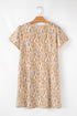 Abstract Print V Neck Short Sleeve Shift T Shirt Dress