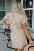 Abstract Print V Neck Short Sleeve Shift T Shirt Dress