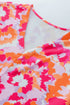 Abstract Print V Neck Short Sleeve Woven Blouse