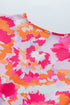 Abstract Print V Neck Short Sleeve Woven Blouse