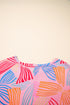 Abstract Print Waffle Knit Dolman Sleeve Relaxed Top
