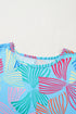Abstract Print Waffle Knit Dolman Sleeve Relaxed Top