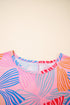 Abstract Print Waffle Knit Dolman Sleeve Relaxed Top